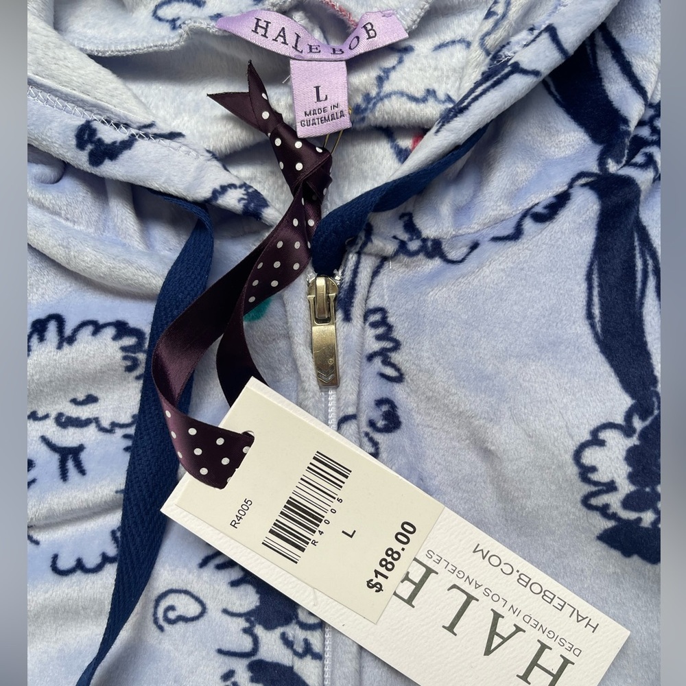 Hale Bob Onesie Zip Up Hoodie Pajamas with Poodle Print Size Large NWT $188.00 - Picture 8 of 14